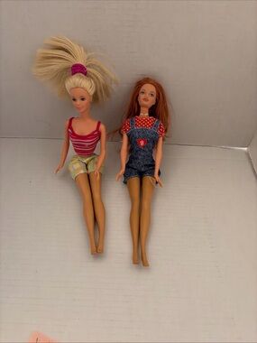 Mattel Fashion Dolls in Pink Striped Top and Red Polka-Dot Overalls